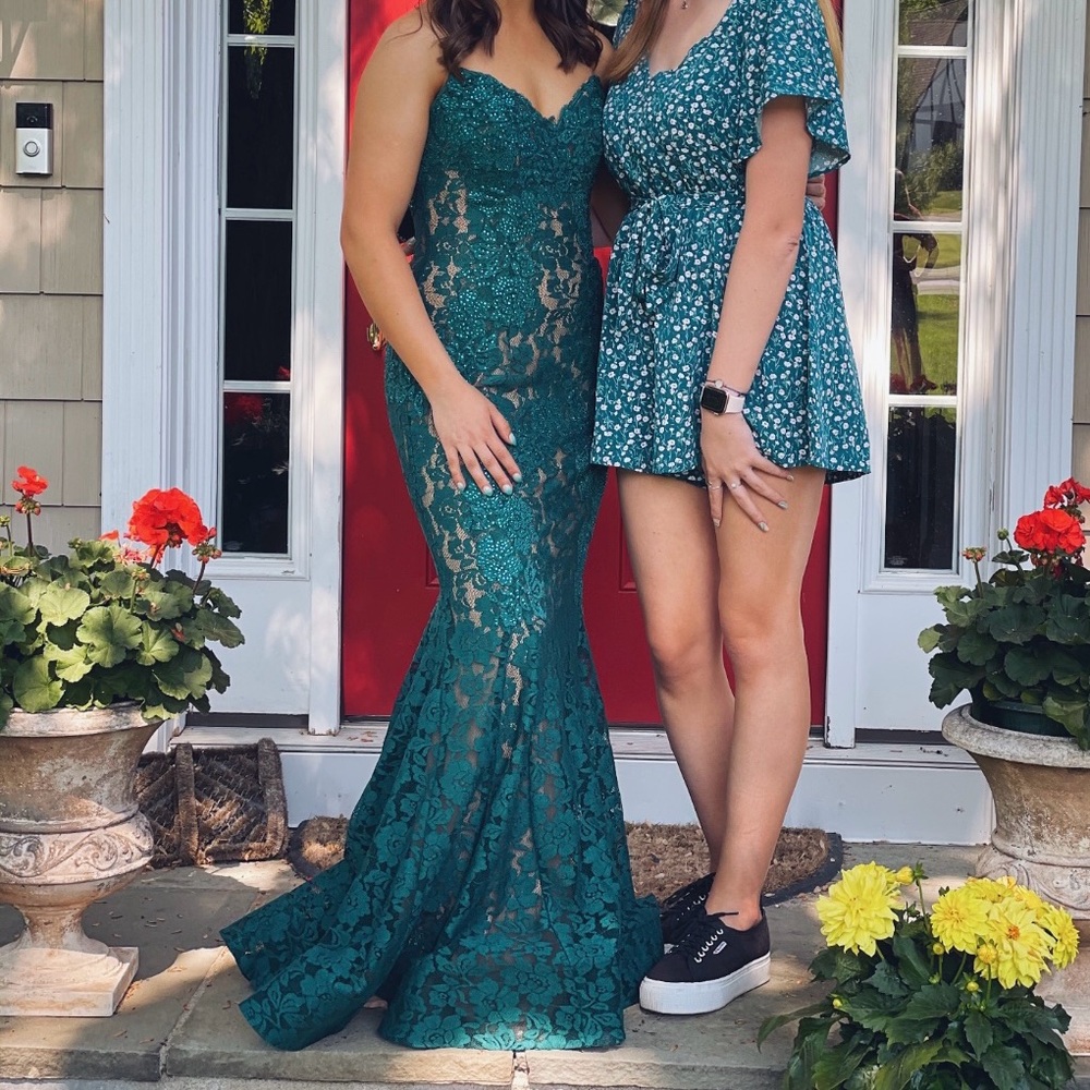 Jovani Strapless Mermaid Lace Prom Dress